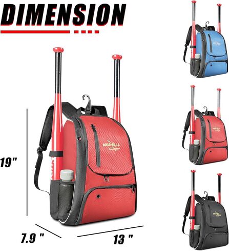 Baseball Bag Backpack,T-Ball Softball Equipment Bag with Shoe Compartment,Outdoor Lightweight Baseball Bat Bag Duffle Gear Bag for Baseball/Softball/Lacrosse (Blue) in Saudi Arabia