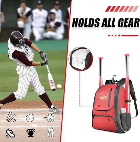 Baseball Bag Backpack,T-Ball Softball Equipment Bag with Shoe Compartment,Outdoor Lightweight Baseball Bat Bag Duffle Gear Bag for Baseball/Softball/Lacrosse (Blue) in Saudi Arabia