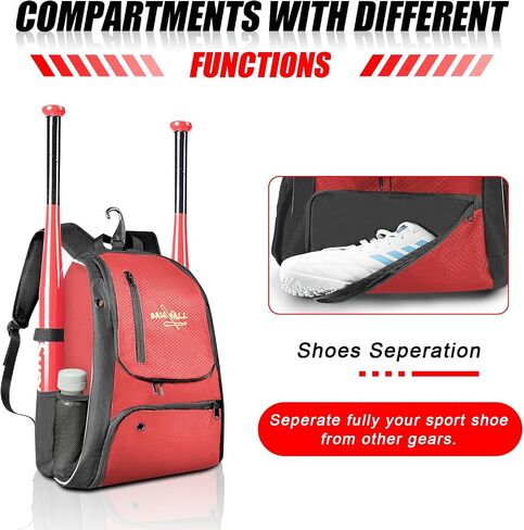 Baseball Bag Backpack,T-Ball Softball Equipment Bag with Shoe Compartment,Outdoor Lightweight Baseball Bat Bag Duffle Gear Bag for Baseball/Softball/Lacrosse (Blue) in Saudi Arabia