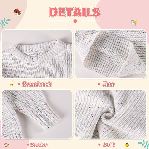 Baby Girl Boy Sweater Toddler Fall Winter Long Sleeve Knit Sweaters Infant Warm Speckle Pullover Outfits for 6M-3T in Saudi Arabia