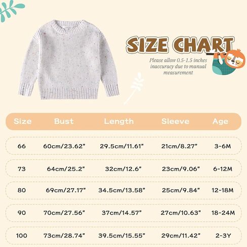 Baby Girl Boy Sweater Toddler Fall Winter Long Sleeve Knit Sweaters Infant Warm Speckle Pullover Outfits for 6M-3T in Saudi Arabia