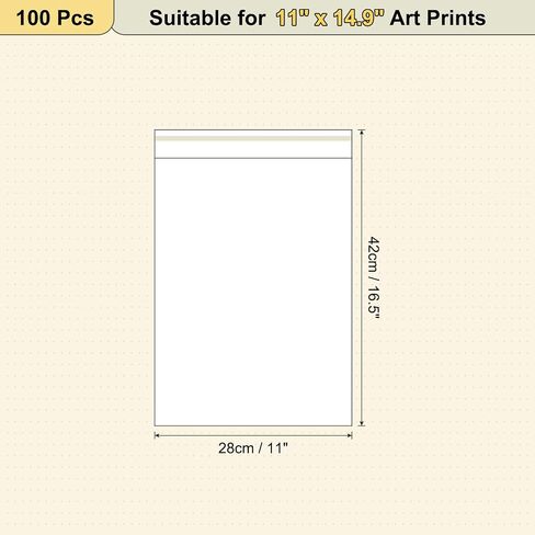 uxcell 5"x 3.5" Acid-Free Picture Sleeve, 100 Pack Crystal Clear Photo Sleeves Storage Bags Transparent Sealing Bag for 3"x 4" Art Prints, Pictures, Photos, Frame Mats Mattes in Saudi Arabia