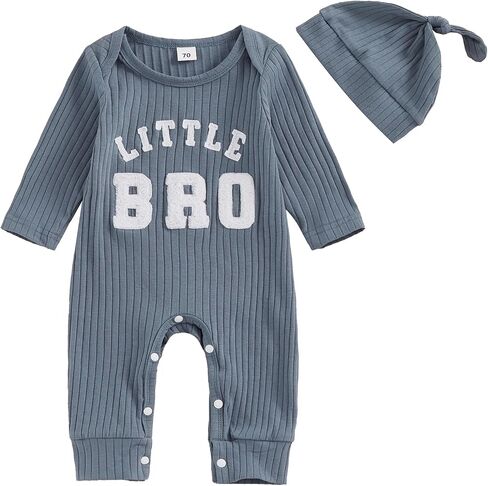 pengnight Newborn Baby Boys Girls Romper Long Sleeve Lil Bro Letter Print Solid Color Bodysuit Jumpsuit in Saudi Arabia