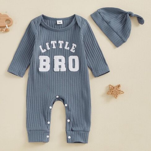 pengnight Newborn Baby Boys Girls Romper Long Sleeve Lil Bro Letter Print Solid Color Bodysuit Jumpsuit in Saudi Arabia