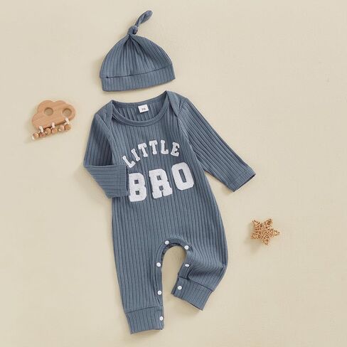 pengnight Newborn Baby Boys Girls Romper Long Sleeve Lil Bro Letter Print Solid Color Bodysuit Jumpsuit in Saudi Arabia