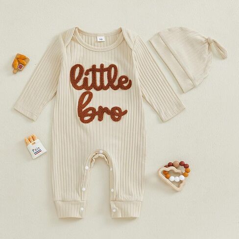 Newborn Baby Boys Girls Romper Long Sleeve Lil Bro Letter Print Solid Color Bodysuit Jumpsuit in Saudi Arabia