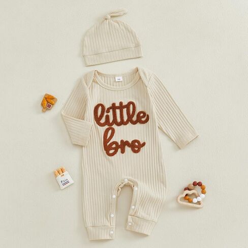 Newborn Baby Boys Girls Romper Long Sleeve Lil Bro Letter Print Solid Color Bodysuit Jumpsuit in Saudi Arabia