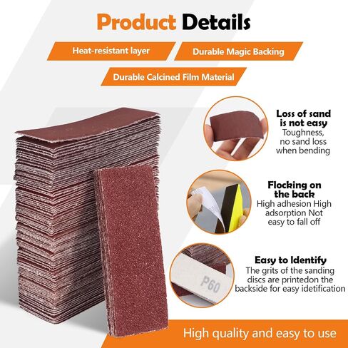 100 PCS Rectangle Micro Sander Kit 3.5" x 1" Detail Sand Paper 10grits Sanding Strip 60 to 2000 Grit Sandpaper Strips Sticky for Wood Metal Craft Tight Narrow Space (Combo 1) in Saudi Arabia