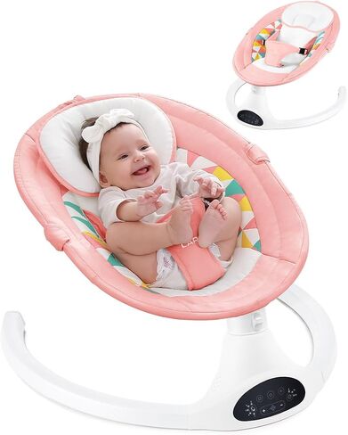 LAREX Baby Swing for Infants, Electric Baby Swings for Newborns Portable Babies Swing with 5 Speeds, Bluetooth Music, Remote Control, Grey in Saudi Arabia