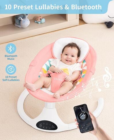 LAREX Baby Swing for Infants, Electric Baby Swings for Newborns Portable Babies Swing with 5 Speeds, Bluetooth Music, Remote Control, Grey in Saudi Arabia