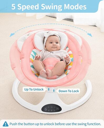 LAREX Baby Swing for Infants, Electric Baby Swings for Newborns Portable Babies Swing with 5 Speeds, Bluetooth Music, Remote Control, Grey in Saudi Arabia