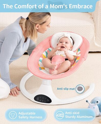 LAREX Baby Swing for Infants, Electric Baby Swings for Newborns Portable Babies Swing with 5 Speeds, Bluetooth Music, Remote Control, Grey in Saudi Arabia
