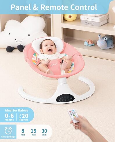 LAREX Baby Swing for Infants, Electric Baby Swings for Newborns Portable Babies Swing with 5 Speeds, Bluetooth Music, Remote Control, Grey in Saudi Arabia