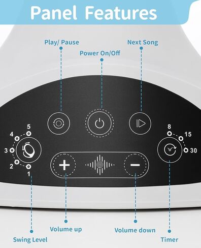 LAREX Baby Swing for Infants, Electric Baby Swings for Newborns Portable Babies Swing with 5 Speeds, Bluetooth Music, Remote Control, Grey in Saudi Arabia