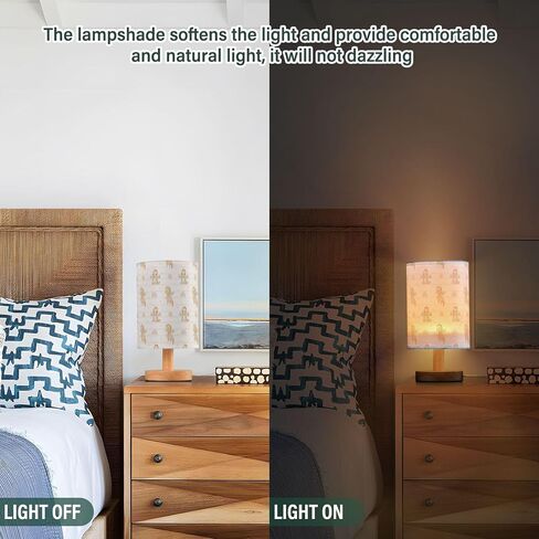 Table Lamp Watercolor Baby Dragon Rainbow Striped Pattern Nightstand Lamp with Wood Base Fabric Lamp Shade Bedside Desk Lamp for Living Room Bedroom Kids Room Office in Saudi Arabia