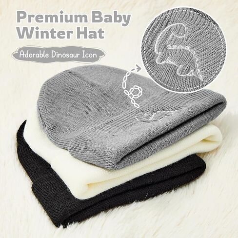 Durio 3 Pack Unisex Toddler Beanie Cute Pattern Baby Winter Hat for Girls Boys Warm Infant Baby Caps Preemie Hats 0-3 Years in Saudi Arabia