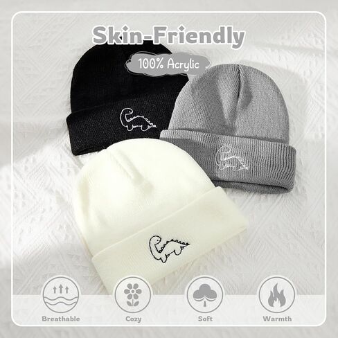 Durio 3 Pack Unisex Toddler Beanie Cute Pattern Baby Winter Hat for Girls Boys Warm Infant Baby Caps Preemie Hats 0-3 Years in Saudi Arabia