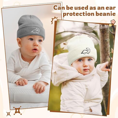 Durio 3 Pack Unisex Toddler Beanie Cute Pattern Baby Winter Hat for Girls Boys Warm Infant Baby Caps Preemie Hats 0-3 Years in Saudi Arabia