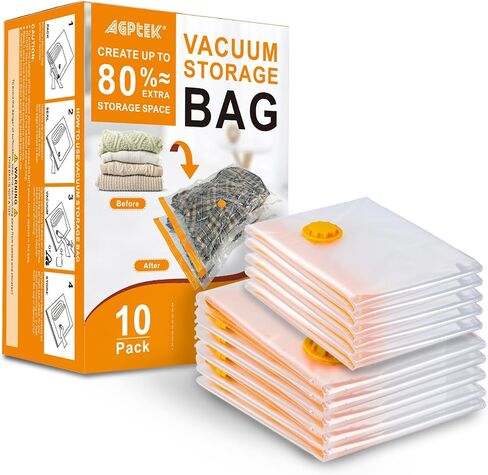10 Storage Bags, Vacuum Storage Bags(5 Large and 5 Jumbo), Ideal Space-Saving Solution for Clothes, Blankets, Comforters and More, Perfect for Home Storage and Travel in Kuwait