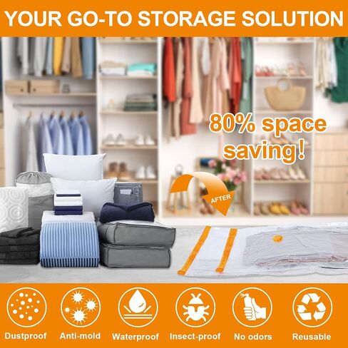 10 Storage Bags, Vacuum Storage Bags(5 Large and 5 Jumbo), Ideal Space-Saving Solution for Clothes, Blankets, Comforters and More, Perfect for Home Storage and Travel in Kuwait