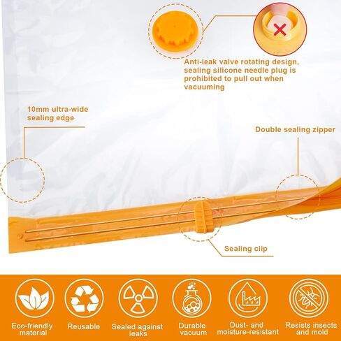 10 Storage Bags, Vacuum Storage Bags(5 Large and 5 Jumbo), Ideal Space-Saving Solution for Clothes, Blankets, Comforters and More, Perfect for Home Storage and Travel in Kuwait