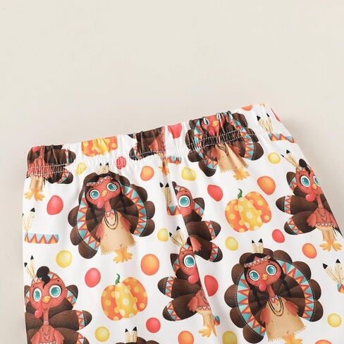 YOUNGER TREE Toddler Baby Girl Thanksgiving Holloween Outfits Turkey Pumpkin Long Sleeve Dress Top Pants Set Fall Outfits in Saudi Arabia