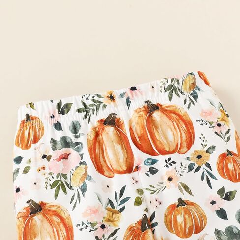 YOUNGER TREE Toddler Baby Girl Thanksgiving Holloween Outfits Turkey Pumpkin Long Sleeve Dress Top Pants Set Fall Outfits in Kuwait