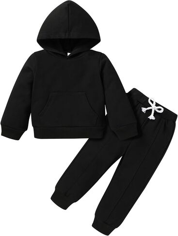 YOUNGER TREE Baby Clothes for Girls Boy Solid Color Hoodie and Sweatpants Outfit Toddler Sweatsuit in Kuwait