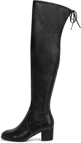 Women's Thigh High Boots Over the Knee Chunky Heel Fashion Sexy Long Boots with Zipper in Kuwait