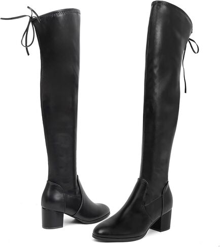 Women's Thigh High Boots Over the Knee Chunky Heel Fashion Sexy Long Boots with Zipper in Kuwait