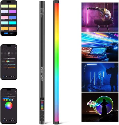 NEEWER RGB Tube Light, 30W LED Video Light RGBWW Full Color Stick Light Wand with 18 Scenes 7 Pixel Effects 2500-10000K CRI97/TLCI98 6000mAh, APP/2.4G/DMX Control for Photography Video Record, TL90C in Saudi Arabia