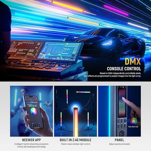 NEEWER RGB Tube Light, 30W LED Video Light RGBWW Full Color Stick Light Wand with 18 Scenes 7 Pixel Effects 2500-10000K CRI97/TLCI98 6000mAh, APP/2.4G/DMX Control for Photography Video Record, TL90C in Saudi Arabia