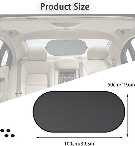 Huli Foldable Car Window Shades for Rear Windshield Breather Mesh Suction Cup Car Window Covers Sun Shade for Car Window Sunburn Protection(Rear Windshield/1Pc) in Saudi Arabia