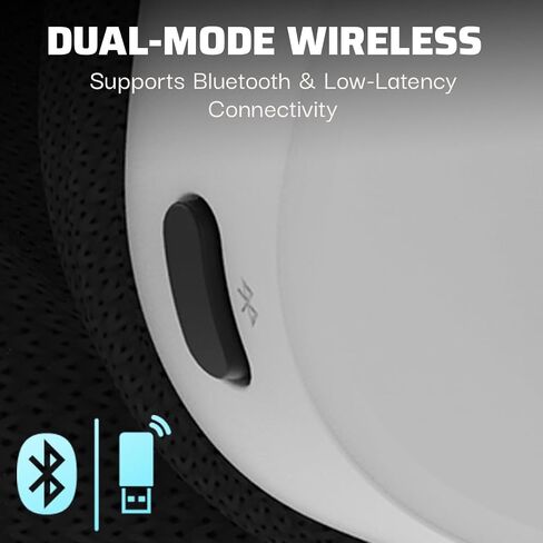 PDP Phantom Air Dual-Mode Wireless Gaming Headset for PlayStation: PS5, PS4, PC, Bluetooth Compatible, Rechargeable 35-Hour Battery, 50mm Drivers, On-ear Headphone Controls, Officially Licensed, White in Kuwait