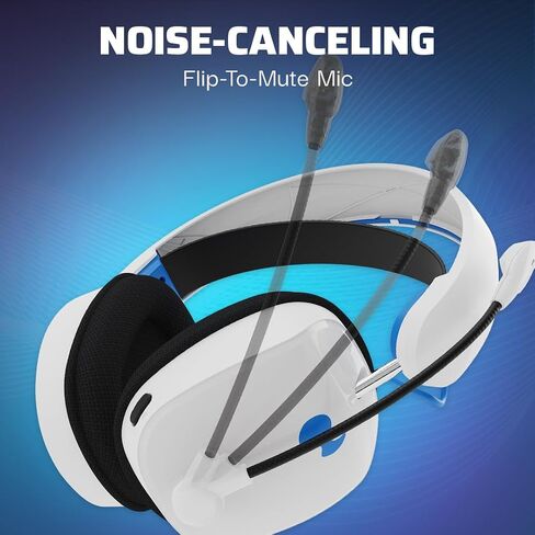PDP Phantom Air Dual-Mode Wireless Gaming Headset for PlayStation: PS5, PS4, PC, Bluetooth Compatible, Rechargeable 35-Hour Battery, 50mm Drivers, On-ear Headphone Controls, Officially Licensed, White in Kuwait