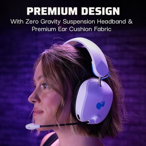 PDP Phantom Air Dual-Mode Wireless Gaming Headset for PlayStation: PS5, PS4, PC, Bluetooth Compatible, Rechargeable 35-Hour Battery, 50mm Drivers, On-ear Headphone Controls, Officially Licensed, White in Kuwait