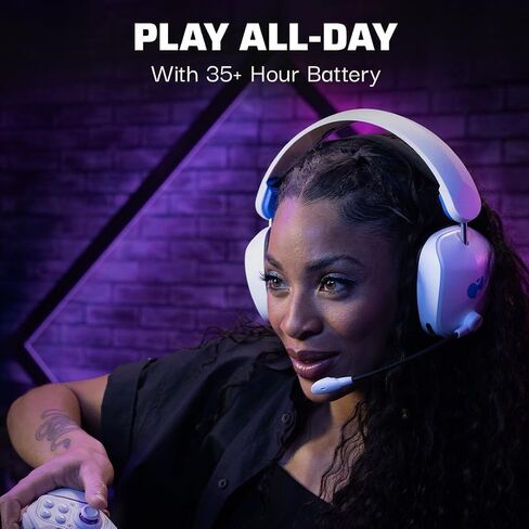 PDP Phantom Air Dual-Mode Wireless Gaming Headset for PlayStation: PS5, PS4, PC, Bluetooth Compatible, Rechargeable 35-Hour Battery, 50mm Drivers, On-ear Headphone Controls, Officially Licensed, White in Kuwait