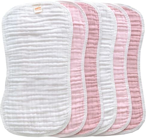 MUKIN Baby Muslin Burp Cloth Set of 6, Ultra Soft Absorbent Thick Cotton Burping Cloths for Unisex Newborn Babies, 20'' by 10'' Neutral Milk Spit Up Rags Boys Girls - Baby Must Haves. (Gradient Pink) in Saudi Arabia