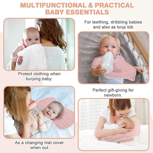 MUKIN Baby Muslin Burp Cloth Set of 6, Ultra Soft Absorbent Thick Cotton Burping Cloths for Unisex Newborn Babies, 20'' by 10'' Neutral Milk Spit Up Rags Boys Girls - Baby Must Haves. (Gradient Pink) in Saudi Arabia