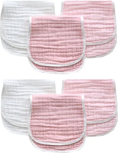 MUKIN Baby Muslin Burp Cloth Set of 6, Ultra Soft Absorbent Thick Cotton Burping Cloths for Unisex Newborn Babies, 20'' by 10'' Neutral Milk Spit Up Rags Boys Girls - Baby Must Haves. (Gradient Pink) in Saudi Arabia