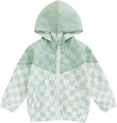 Lefyira Toddler Boys Zip Up Hoodie Plaid Jackets Kids Sweatshirt Unisex Long Sleeve Hooded Coats Baby Girl Fall Clothes in Kuwait