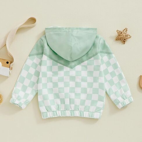 Lefyira Toddler Boys Zip Up Hoodie Plaid Jackets Kids Sweatshirt Unisex Long Sleeve Hooded Coats Baby Girl Fall Clothes in Kuwait
