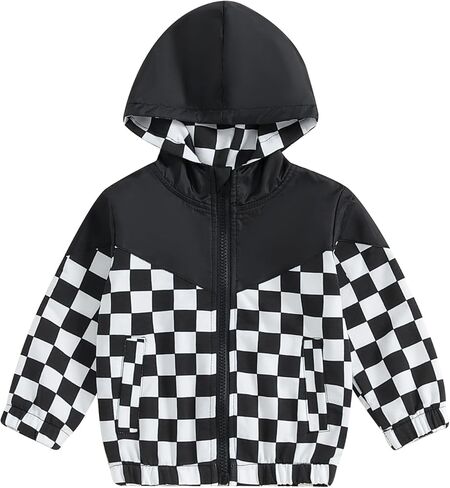 Lefyira Toddler Boys Zip Up Hoodie Plaid Jackets Kids Sweatshirt Unisex Long Sleeve Hooded Coats Baby Girl Fall Clothes in Kuwait