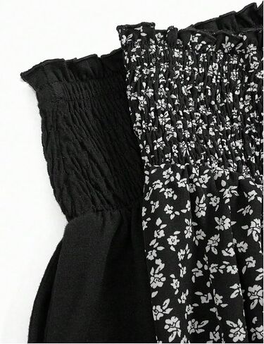 شورتات الحمل النسائية من MakeMeChic مكونة من قطعتين بخصر مطاطي وزهور وواسعة الساق مكشكشة ومكشكشة للحمل in Saudi Arabia