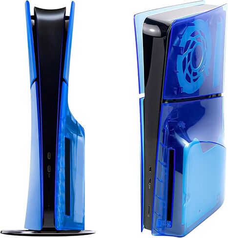 Geekria Transparent Cover Plates Compatible with PS5, PlayStation 5 Slim Disc Edition, Replacement Shell Gaming Accessories with Fan Vents, Hard Shockproof ABS Shell Side Panels (Transparent Blue) in Saudi Arabia