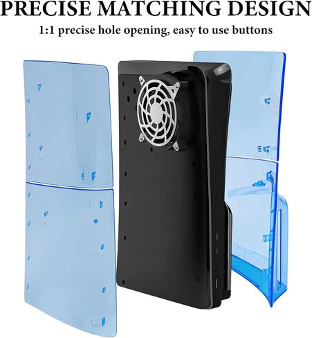Geekria Transparent Cover Plates Compatible with PS5, PlayStation 5 Slim Disc Edition, Replacement Shell Gaming Accessories with Fan Vents, Hard Shockproof ABS Shell Side Panels (Transparent Blue) in Saudi Arabia