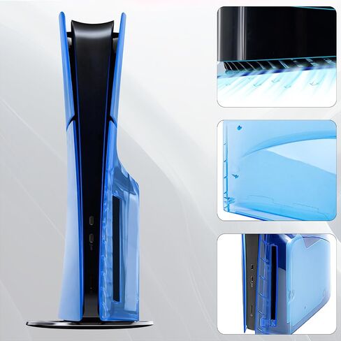 Geekria Transparent Cover Plates Compatible with PS5, PlayStation 5 Slim Disc Edition, Replacement Shell Gaming Accessories with Fan Vents, Hard Shockproof ABS Shell Side Panels (Transparent Blue) in Saudi Arabia