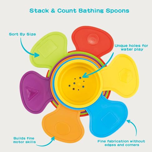 Baby Bath Toys for Kids Ages 1-3 14 PCS Mold Free Toddler Bath Toys for 2-4 Bathtub Water Toys Rainbow Stacking Cups for Babies 6-12 Months Early Learning Educational Gifts in Kuwait