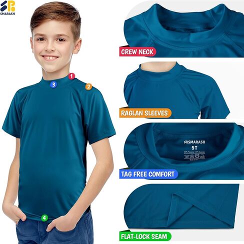 قميص سباحة للفتيات من Rashguard بأكمام قصيرة للأطفال الصغار والشباب، قميص Rashguard المائي بعامل حماية من الأشعة فوق البنفسجية 50+ للسباحة والصيد وعامل حماية من الشمس SPF أرجواني فاتح 5T in Saudi Arabia