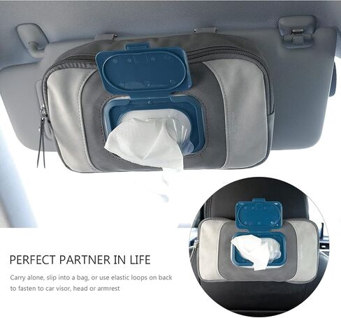Baby Wipes Dispenser Car Tissue Box Portable Travel Wipes Case Tissue Holder for Car Visor Seat Back or Outdoor (Grey) in Saudi Arabia